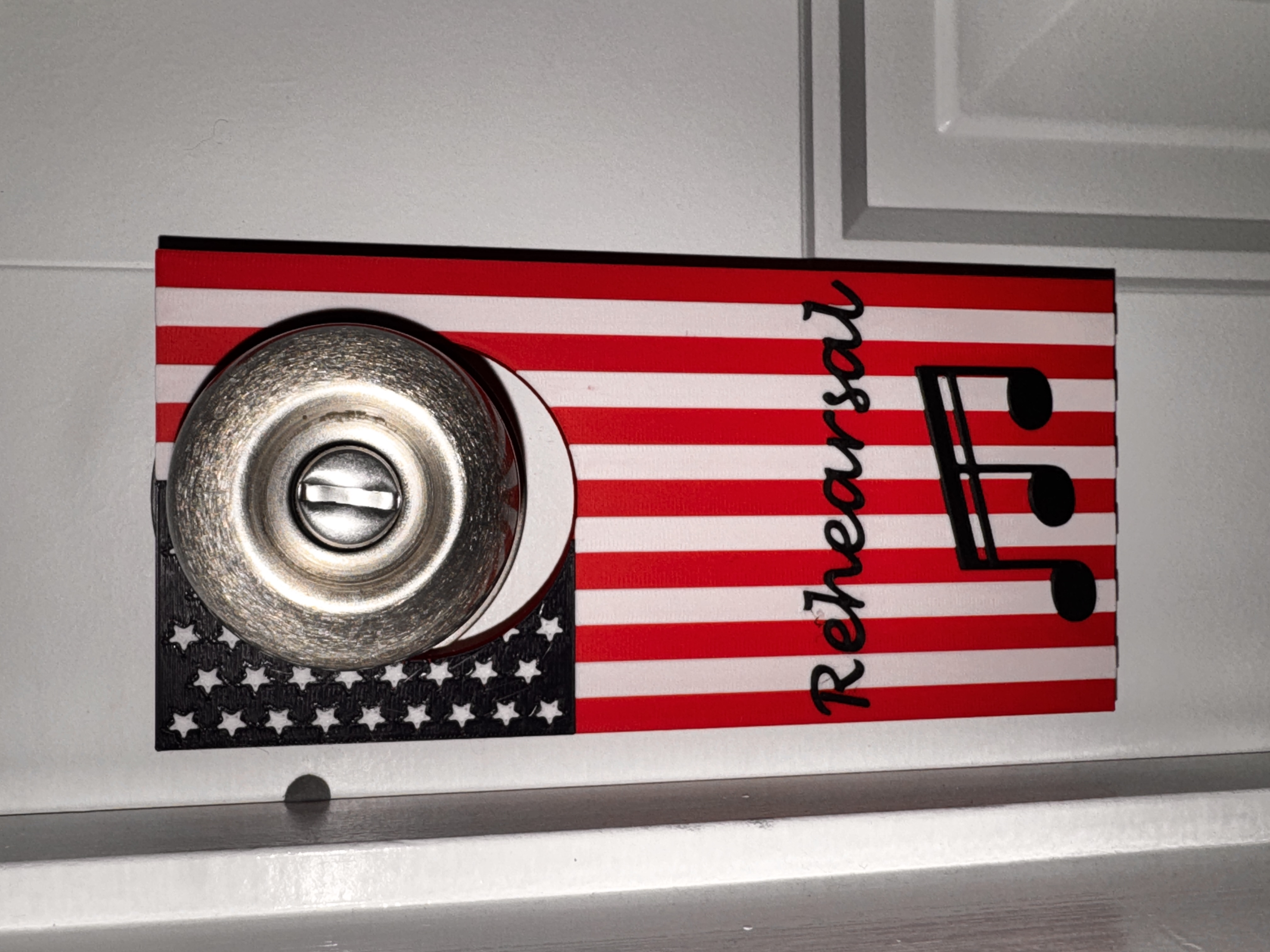 Custom 3D printed door hangers.